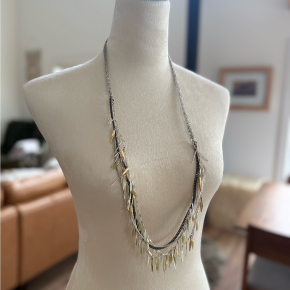 Stella & Dot Elegant Gold and Silver Layered Necklace - Picture 1 of 6